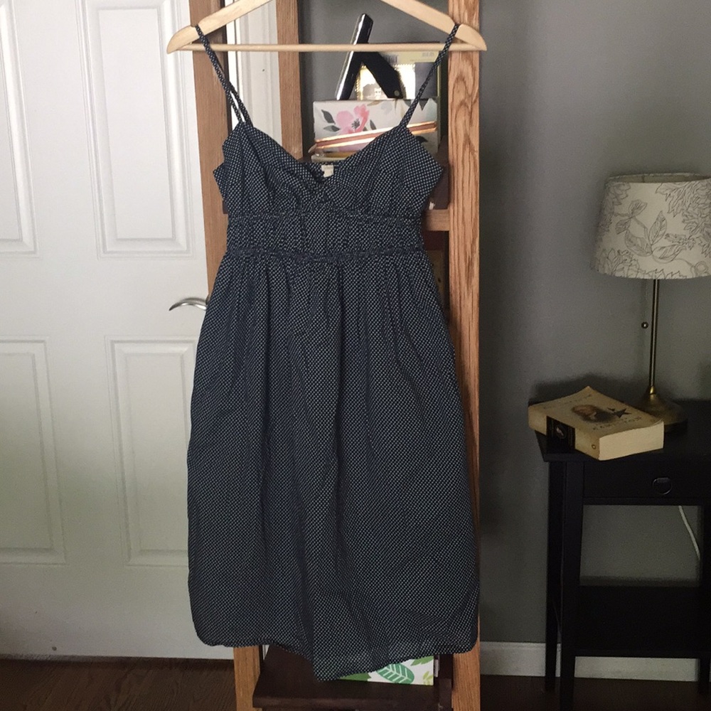 Navy blue and white J crew dress